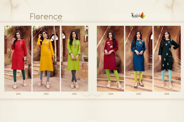 Kajri Florence 2 Heavy Work Rayon Designer Kurtis Collection